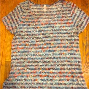 LuLaRoe Classic Floral Tee with Stripes